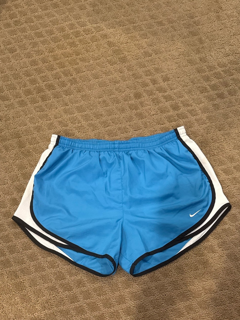 Nike Blue Women's Athletic Running Shorts with White and Black Trim